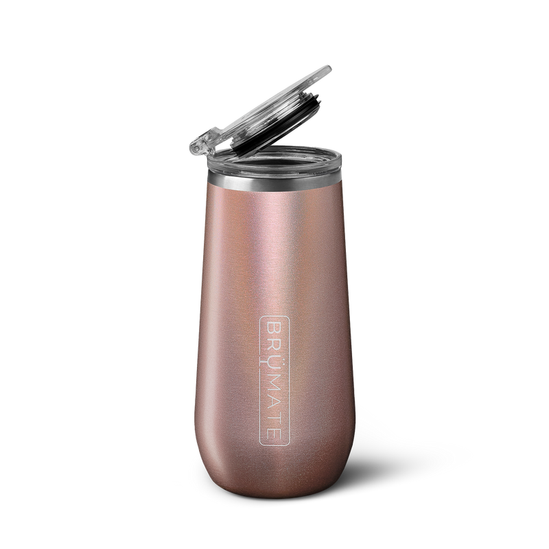 Champagne Flute | Glitter Rose Gold | 12oz X3